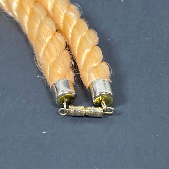 VTG Orange Purple Metal Enamel Tiger Lily Flower Pendant Twisted Cord Necklace - Picture 6 of 10